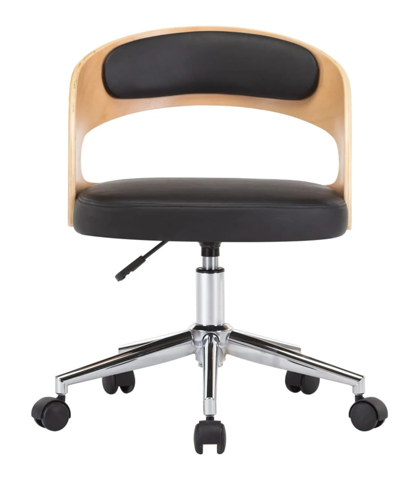 Eetkamerstoel draaibaar gebogen hout en kunstleer zwart