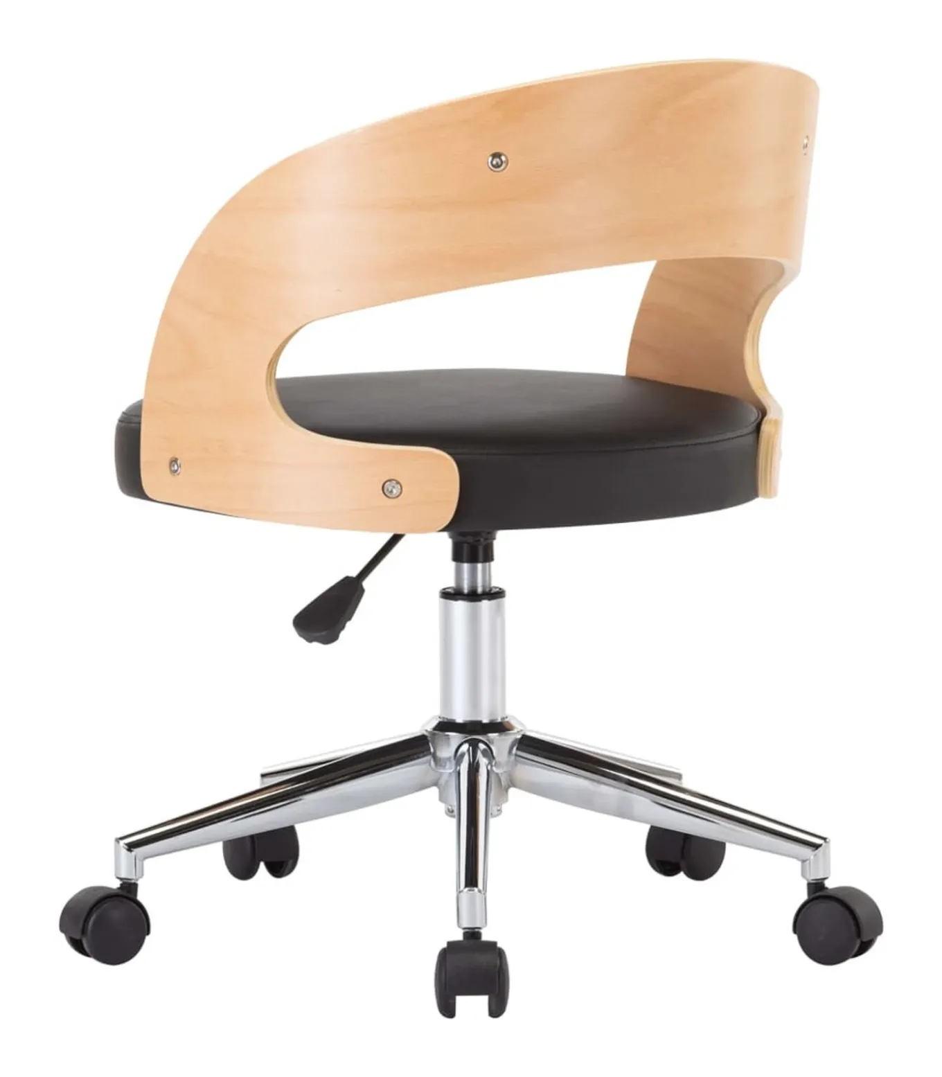 Eetkamerstoel draaibaar gebogen hout en kunstleer zwart