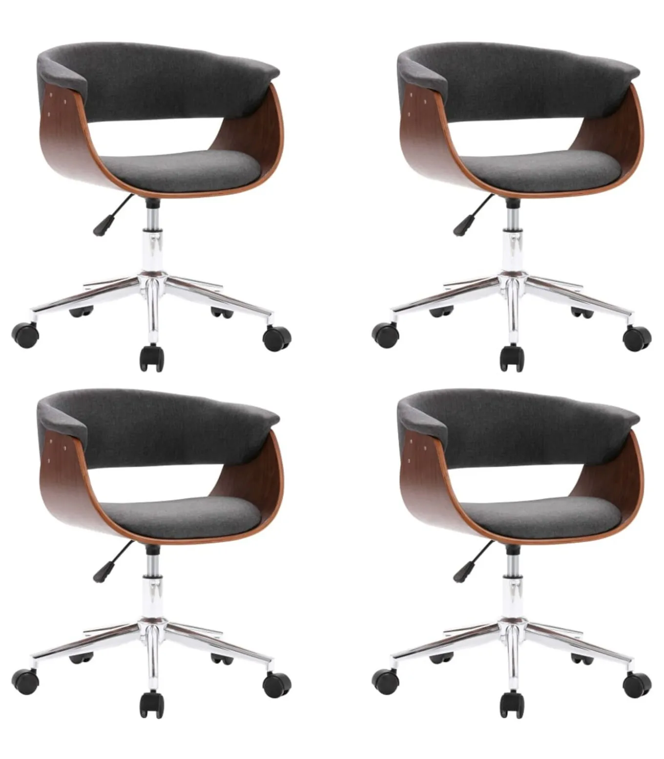 Eetkamerstoelen 4 st draaibaar stof grijs