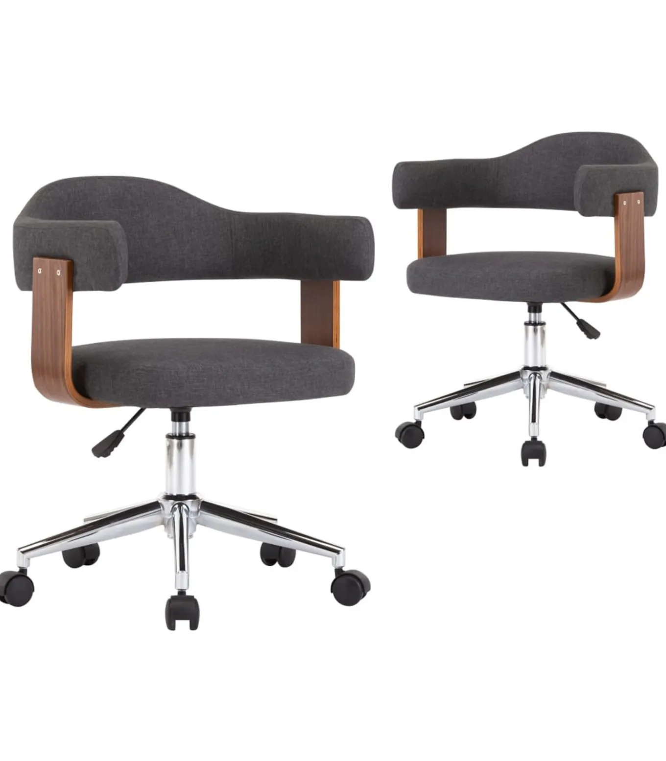 Eetkamerstoelen 2 st draaibaar gebogen hout en stof grijs