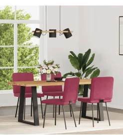 Eetkamerstoelen 4 st fluweel wijnrood