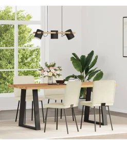 Eetkamerstoelen 4 st fluweel crèmekleurig