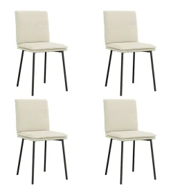 Eetkamerstoelen 4 st fluweel crèmekleurig