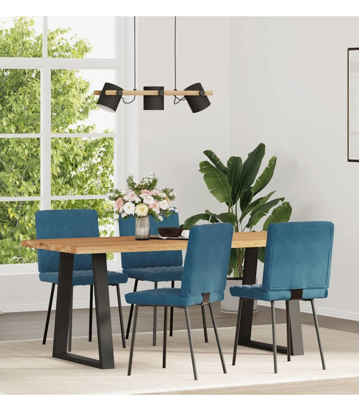 Eetkamerstoelen 4 st fluweel blauw