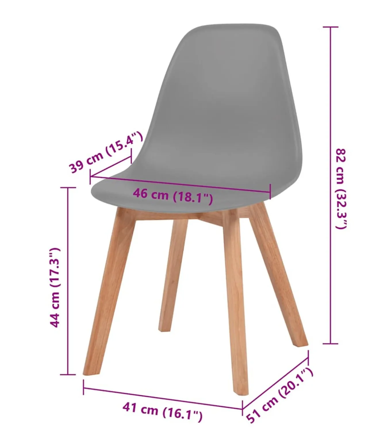 Eetkamerstoelen 2 st kunststof grijs
