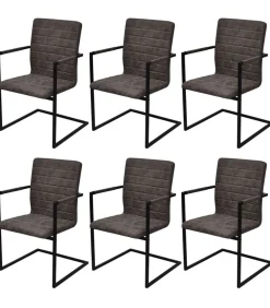 Eetkamerstoelen 6 st kunstleer bruin