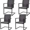 Eetkamerstoelen 4 st kunstleer grijs