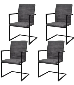 Eetkamerstoelen 4 st kunstleer grijs