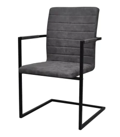 Eetkamerstoelen 4 st kunstleer grijs