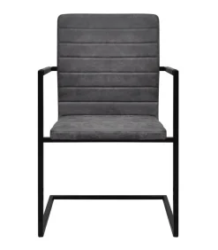 Eetkamerstoelen 4 st kunstleer grijs