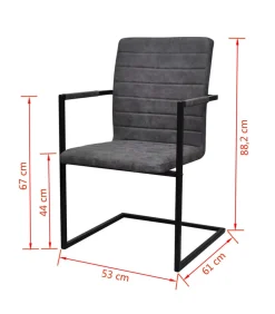 Eetkamerstoelen 4 st kunstleer grijs