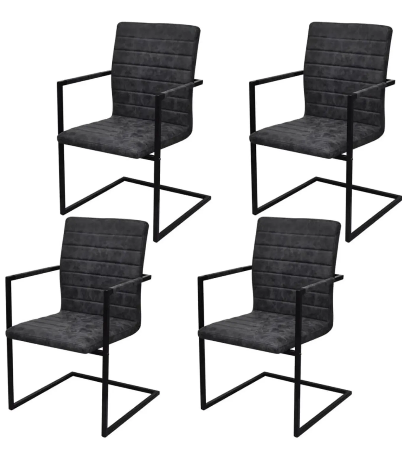 Eetkamerstoelen 4 st kunstleer zwart