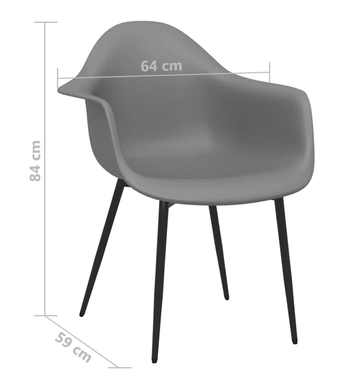 Eetkamerstoelen 2 st PP grijs