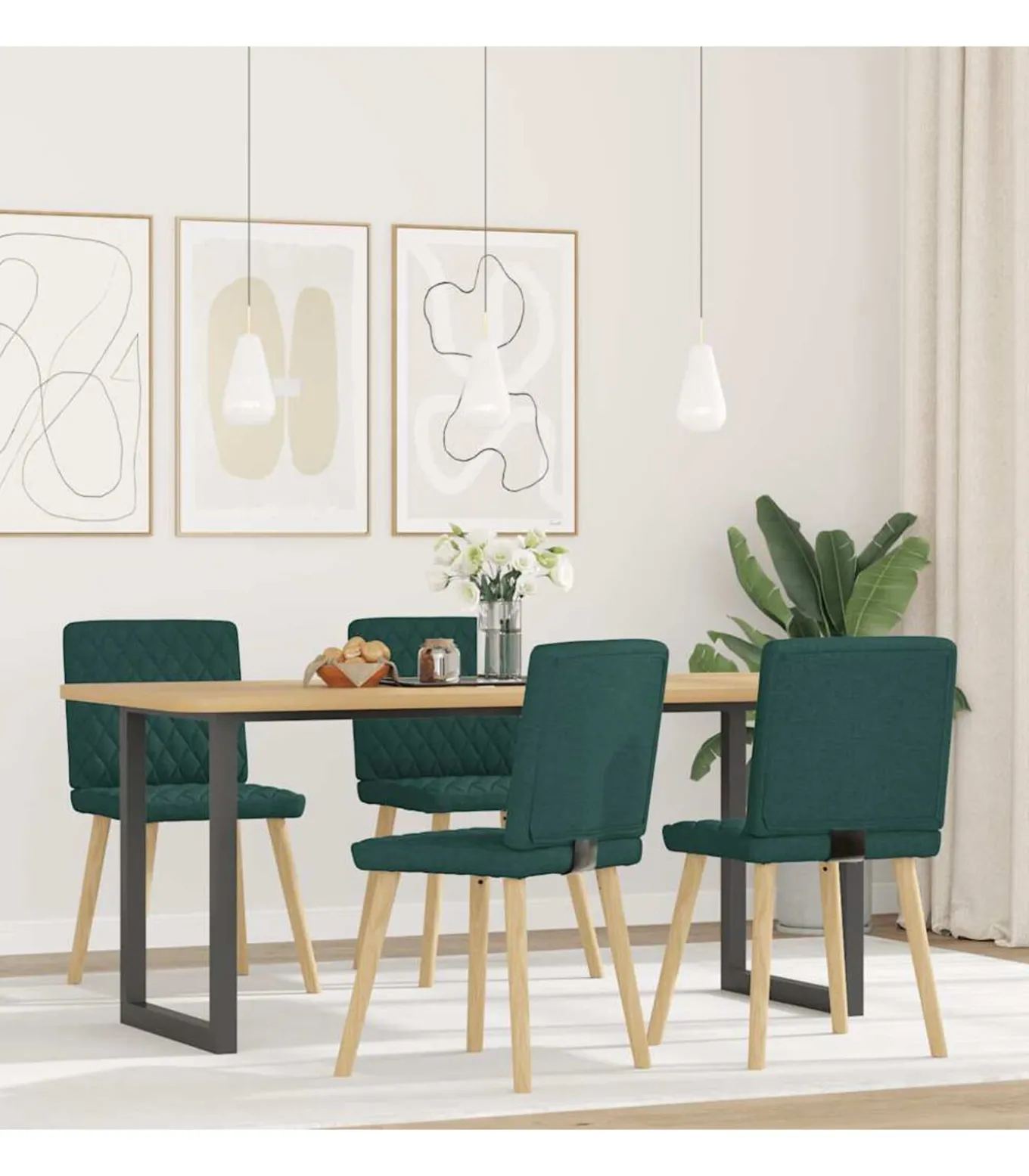 Eetkamerstoelen 4 st stof donkergroen