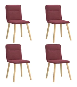 Eetkamerstoelen 4 st stof wijnrood
