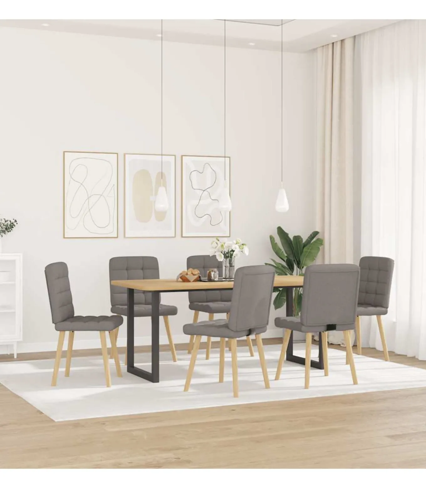Eetkamerstoelen 6 st stof taupe