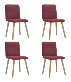 Eetkamerstoelen 4 st stof wijnrood