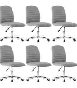 Eetkamerstoelen 6 st stof lichtgrijs