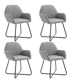 Eetkamerstoelen 4 st stof lichtgrijs