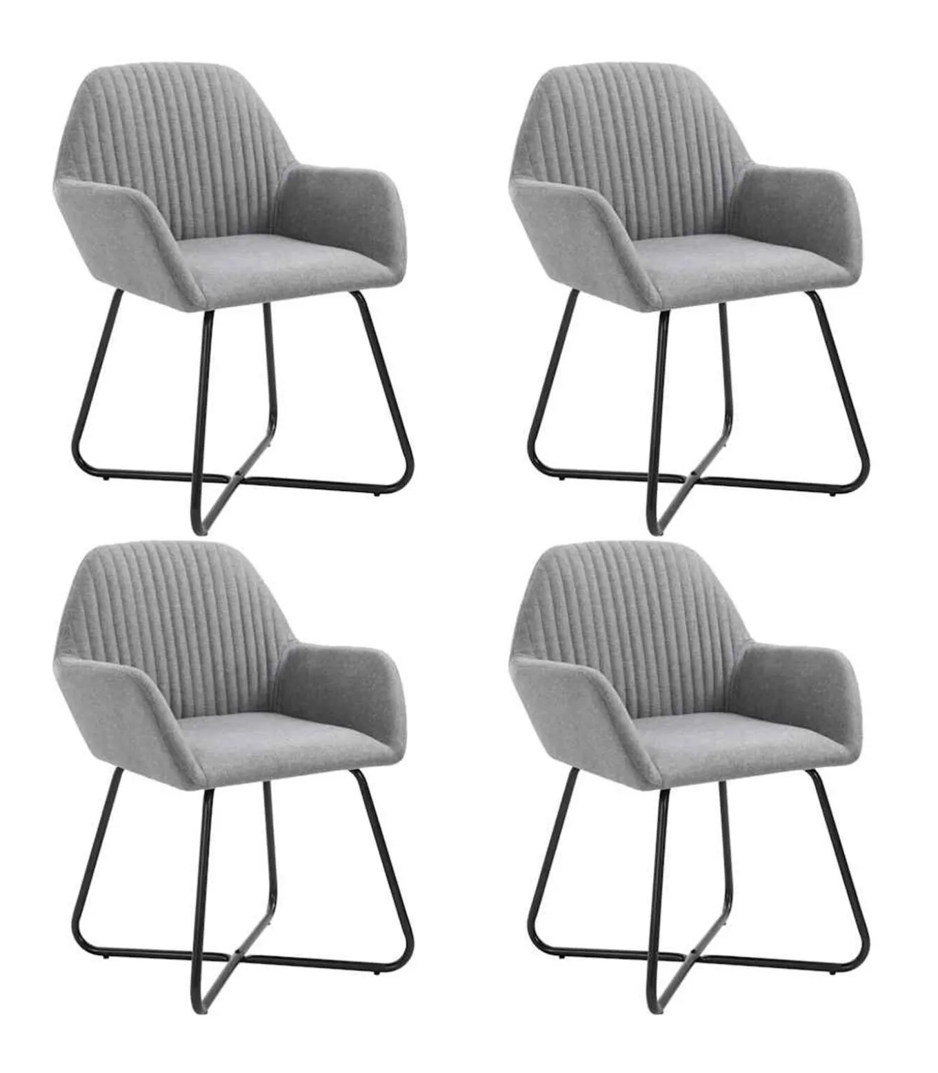 Eetkamerstoelen 4 st stof lichtgrijs