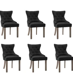 Eetkamerstoelen 6 st stof zwart