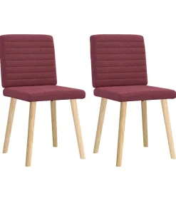 Eetkamerstoelen 2 st stof wijnrood