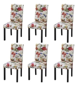 Eetkamerstoelen 6 st stof meerkleurig