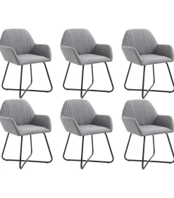 Eetkamerstoelen 6 st stof lichtgrijs
