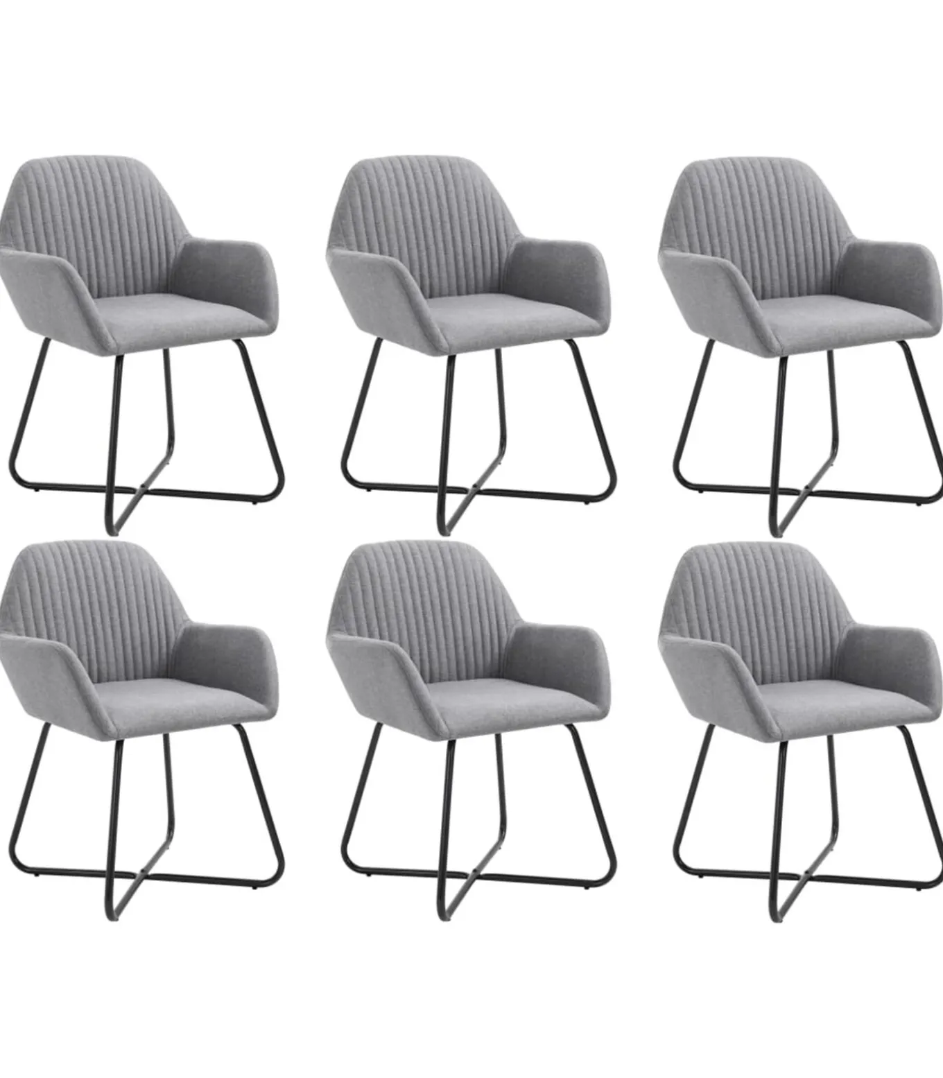 Eetkamerstoelen 6 st stof lichtgrijs