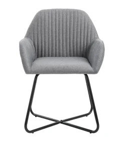 Eetkamerstoelen 6 st stof lichtgrijs