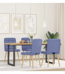 Eetkamerstoelen 4 st stof jeansblauw