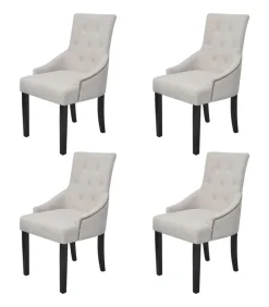 Eetkamerstoelen 4 st stof crèmegrijs