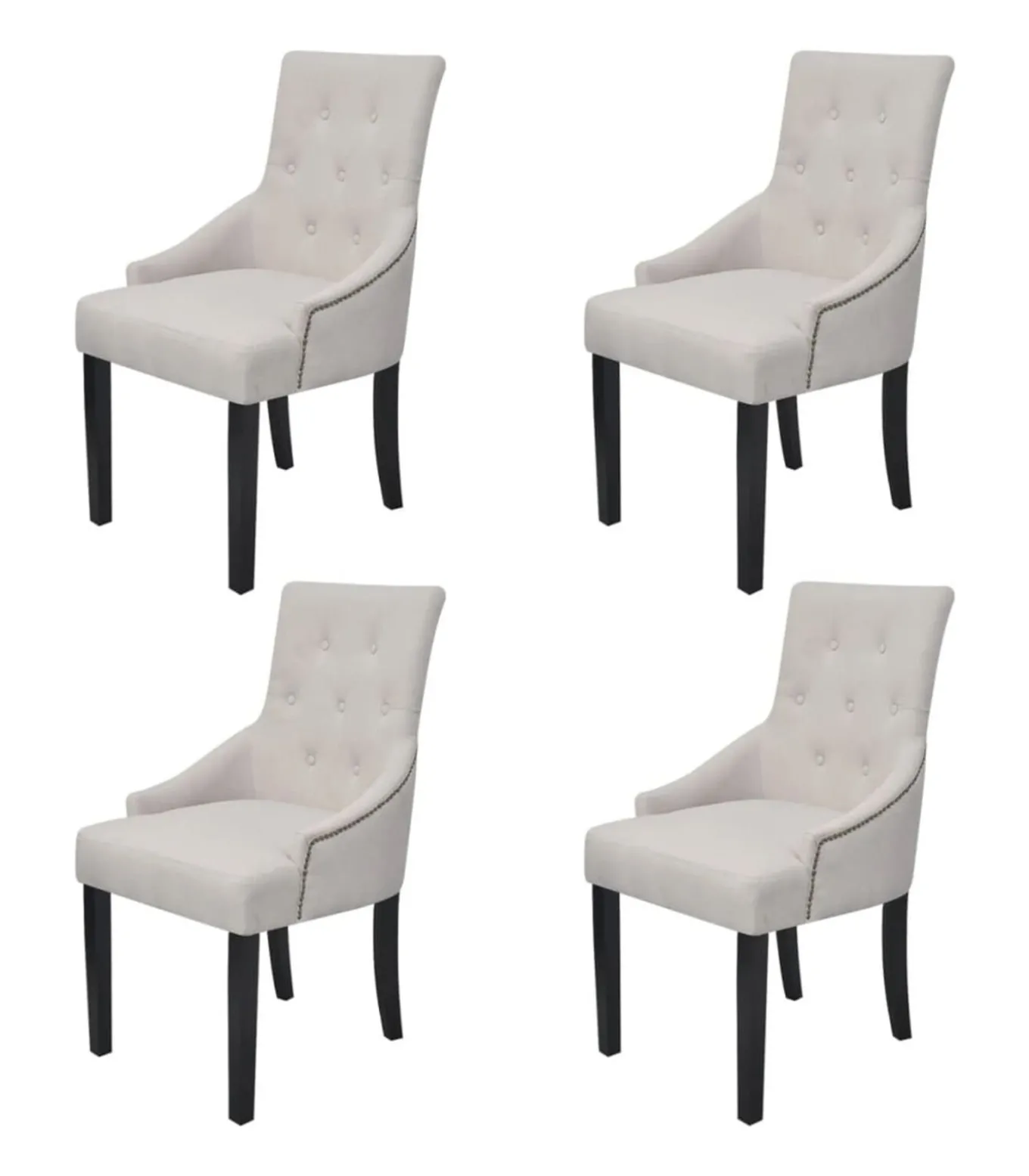 Eetkamerstoelen 4 st stof crèmegrijs