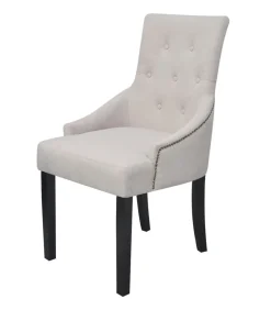 Eetkamerstoelen 4 st stof crèmegrijs