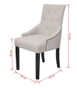 Eetkamerstoelen 4 st stof crèmegrijs