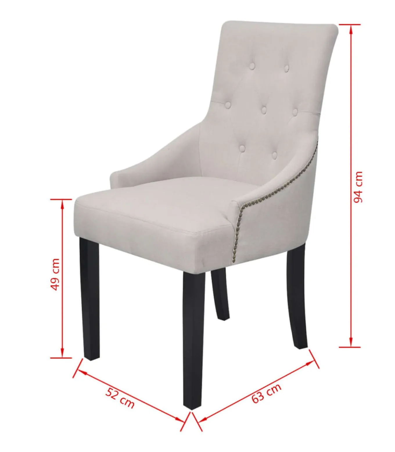 Eetkamerstoelen 4 st stof crèmegrijs