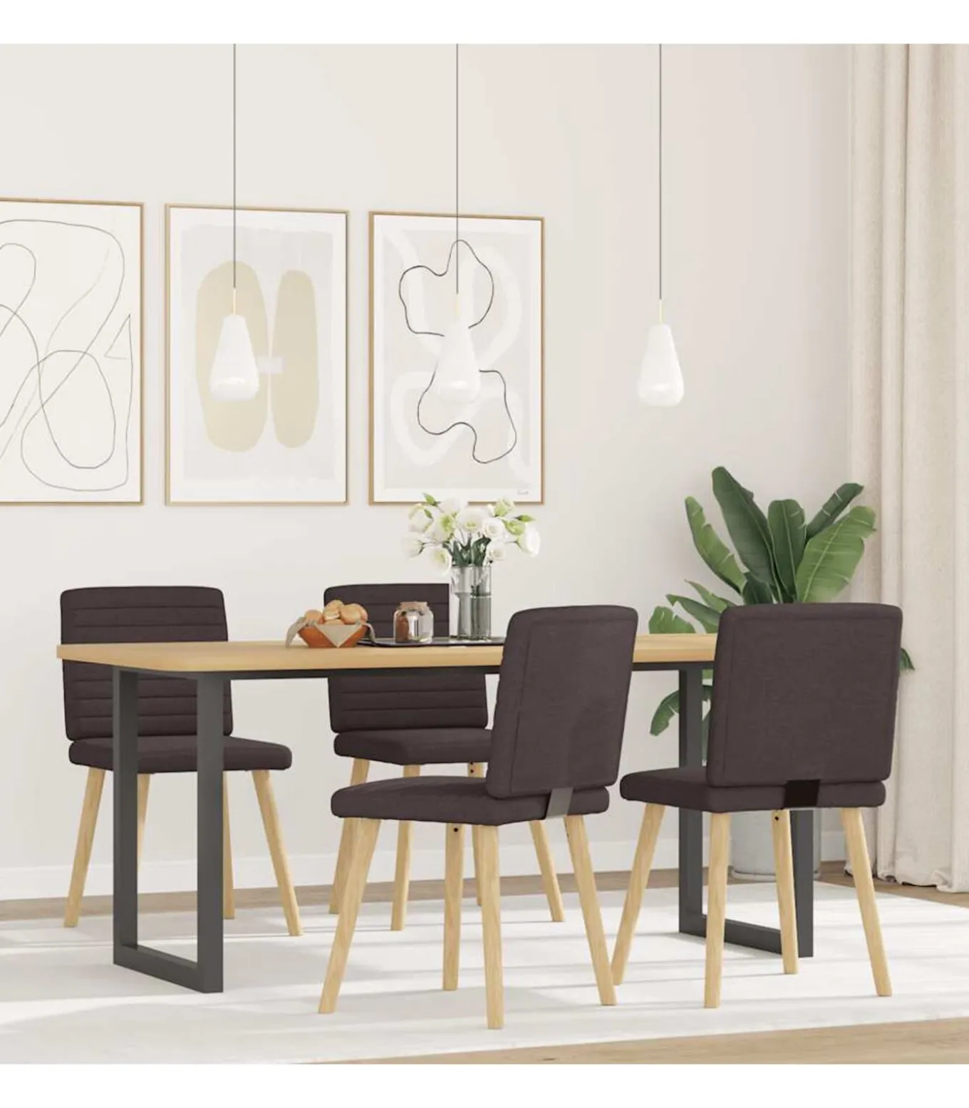 Eetkamerstoelen 4 st stof donkerbruin