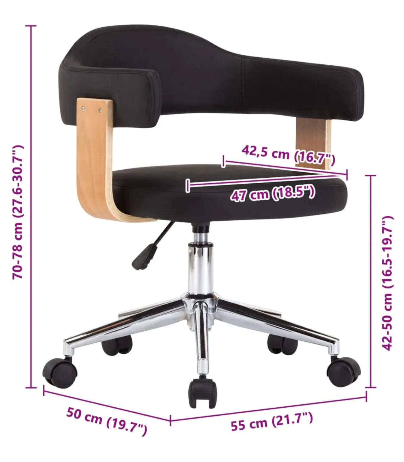 Eetkamerstoelen draaibaar 2 st kunstleer zwart