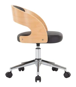 Eetkamerstoelen draaibaar 2 st gebogen hout en kunstleer zwart