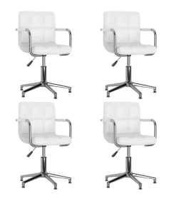 Eetkamerstoelen draaibaar 4 st kunstleer wit