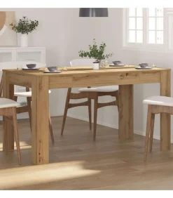 Eettafel 140x74,5x76 cm bewerkt hout artisanaal eikenkleurig