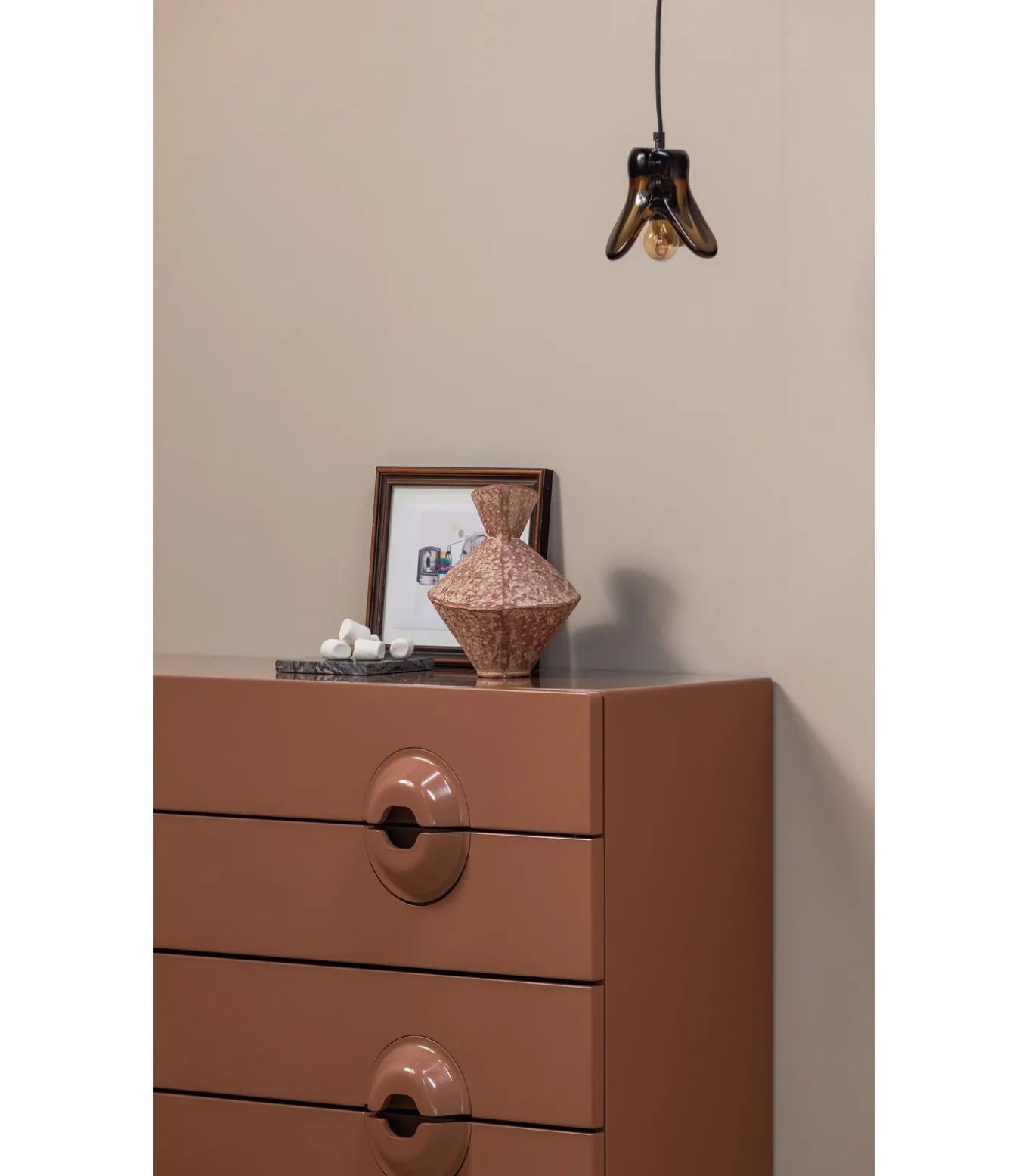 Elle Hanglamp Klein - Glas - Bruin - 12x14x13