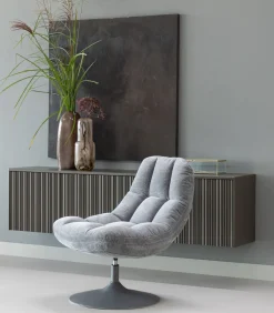 Elvi Draaifauteuil - Chenille Structuur - Lichtgrijs - 81x73x84