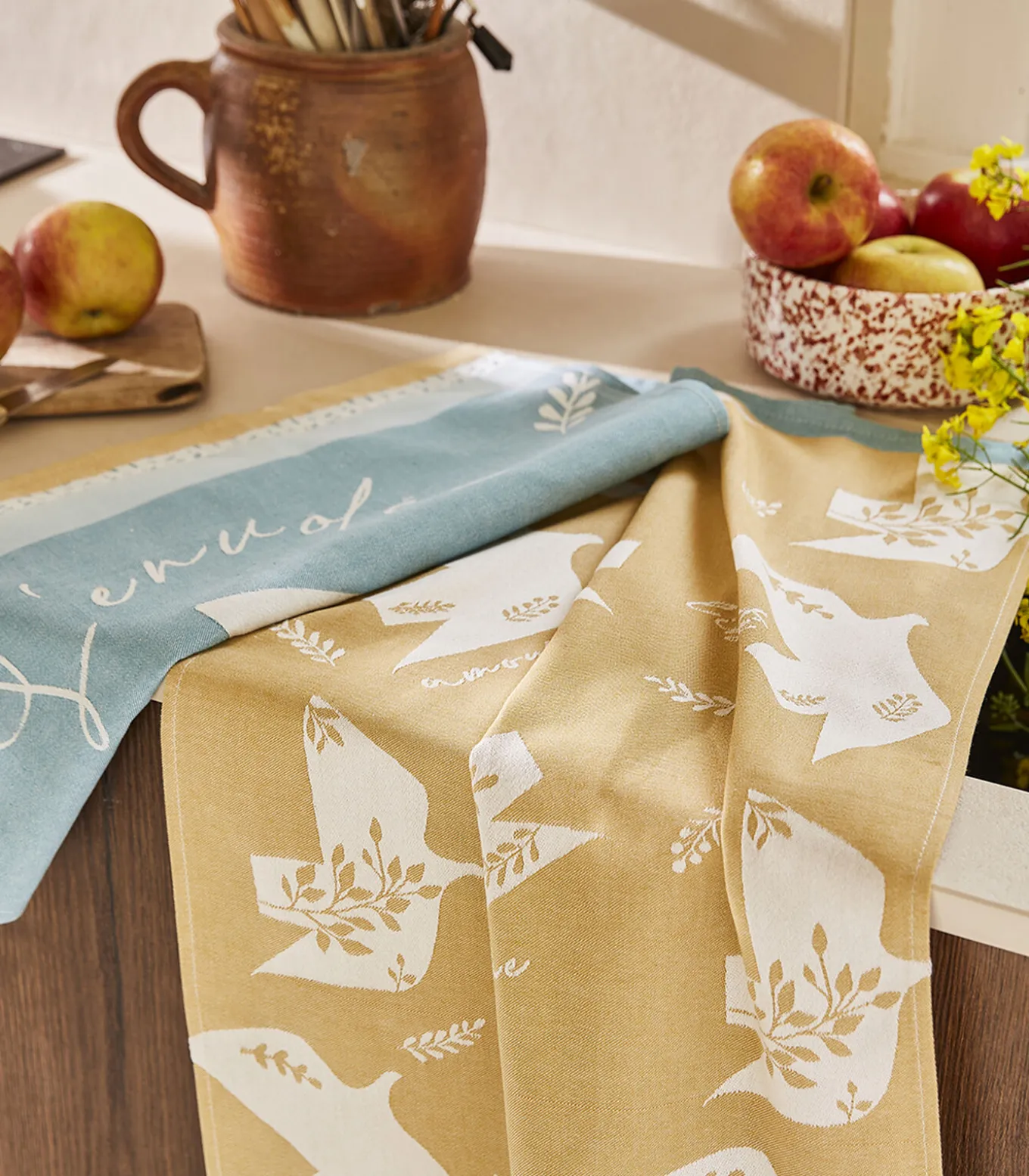 Envolées - Set van 2 theedoeken van puur katoenen jacquard 50x75cm