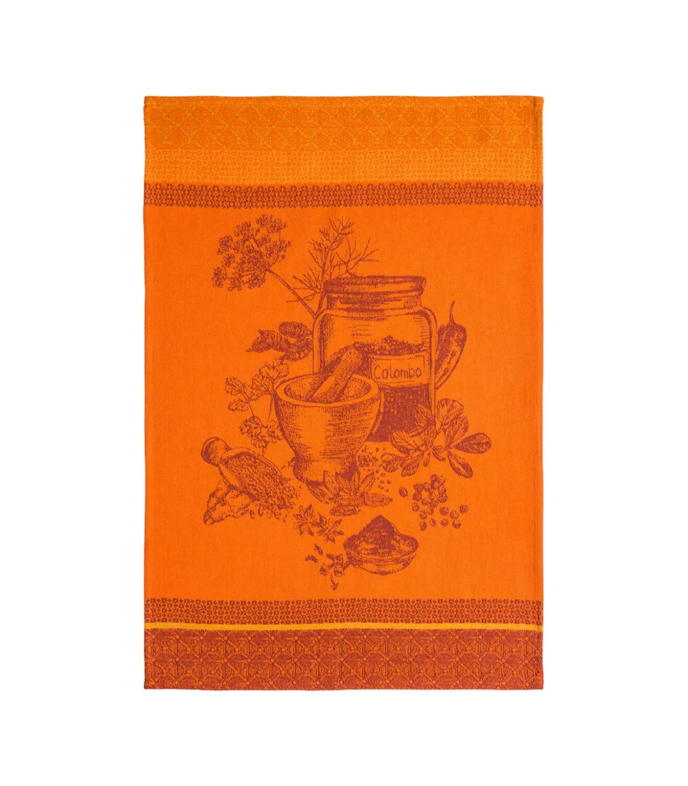 Epices Colombo - Theedoek van katoenen jacquard met print