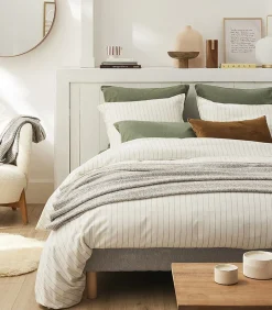 Equilibre - Effen kussensloop in flanellen chambray katoen