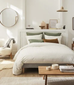 Equilibre - Effen kussensloop in flanellen chambray katoen