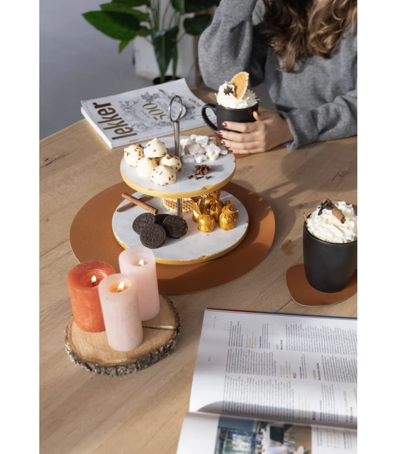 Etagere Marmer Goud 2-Laags