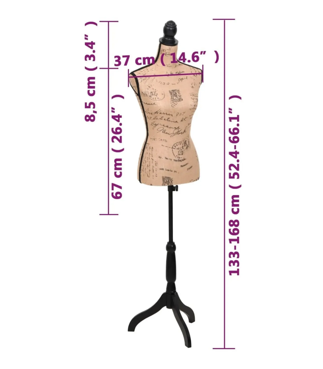 Etalagepop torso vrouw jute bruinzwart