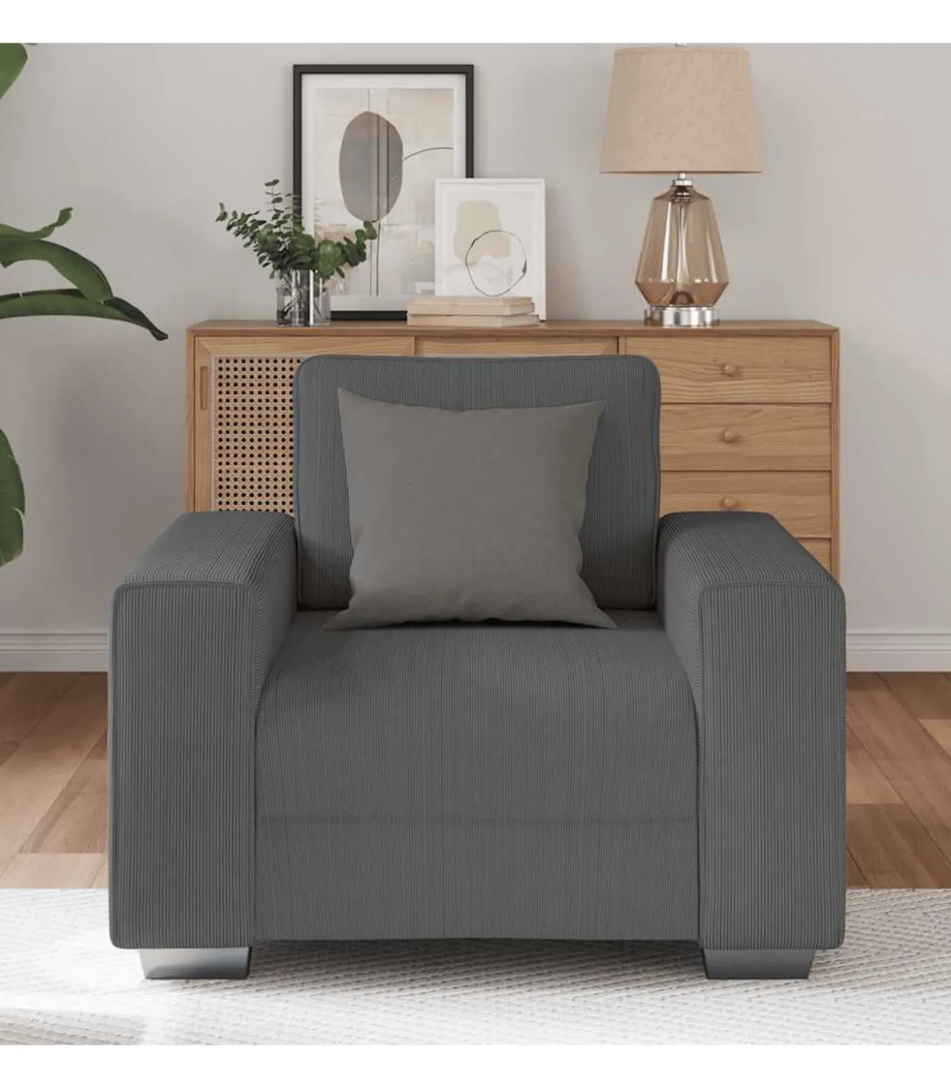 Fauteuil 60 cm corduroy stof donkergrijs